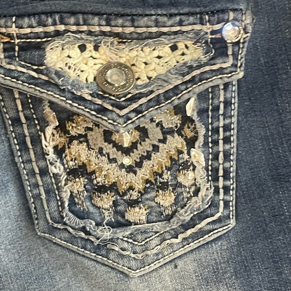 Wallflower Upcycled Bell Bottom Boho Jeans Sz3 Unique Handcrafted Paisley Design - Picture 10 of 15